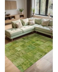 Berta Modern Kadife Desenli Pamuk Tabanlı Yıkanabilen Kaydırmaz Antibakteriyel Salon Halısı