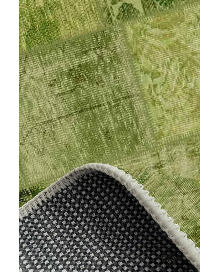 Berta Modern Kadife Desenli Pamuk Tabanlı Yıkanabilen Kaydırmaz Antibakteriyel Salon Halısı