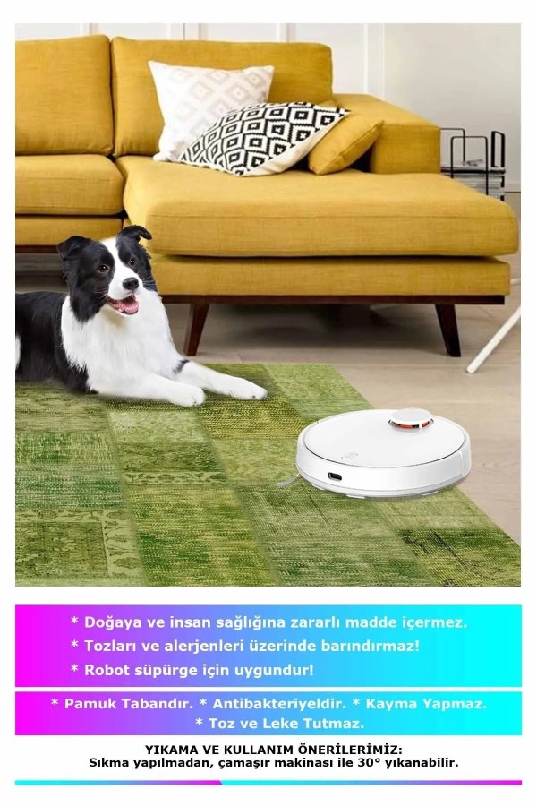 Berta Modern Kadife Desenli Pamuk Tabanlı Yıkanabilen Kaydırmaz Antibakteriyel Salon Halısı