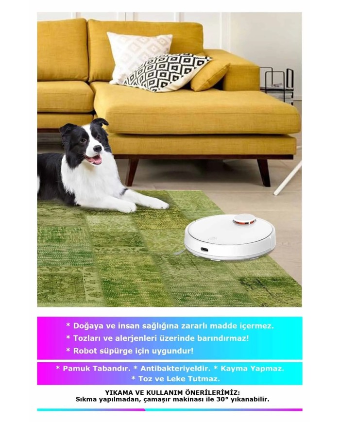 Berta Modern Kadife Desenli Pamuk Tabanlı Yıkanabilen Kaydırmaz Antibakteriyel Salon Halısı