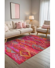 Golfe Modern Kadife Desenli Pamuk Tabanlı Yıkanabilen Kaydırmaz Antibakteriyel Salon Halısı