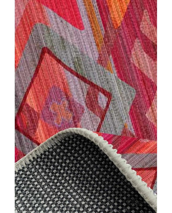 Golfe Modern Kadife Desenli Pamuk Tabanlı Yıkanabilen Kaydırmaz Antibakteriyel Salon Halısı