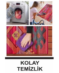 Golfe Modern Kadife Desenli Pamuk Tabanlı Yıkanabilen Kaydırmaz Antibakteriyel Salon Halısı