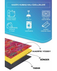 Golfe Modern Kadife Desenli Pamuk Tabanlı Yıkanabilen Kaydırmaz Antibakteriyel Salon Halısı