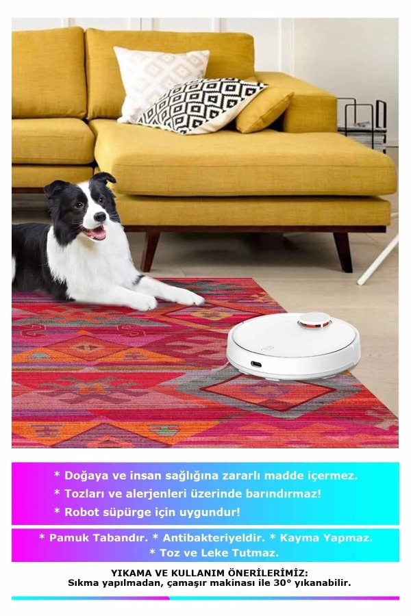 Golfe Modern Kadife Desenli Pamuk Tabanlı Yıkanabilen Kaydırmaz Antibakteriyel Salon Halısı