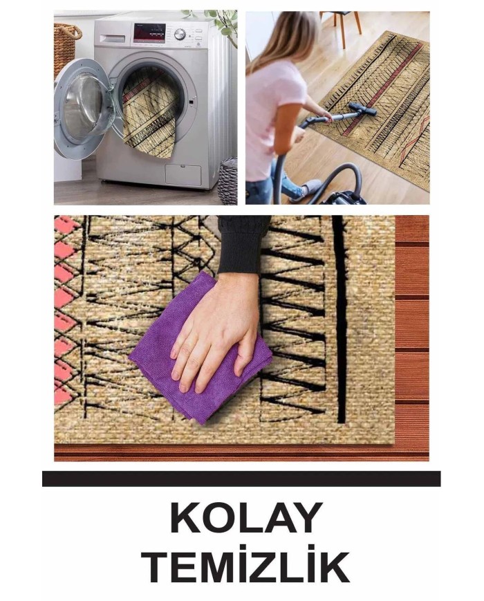 Laslva Iskandinav Kadife Pamuk Taban Kaymaz Yıkanabilen Antibakteriyel Yolluk