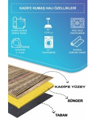 Laslva Iskandinav Kadife Pamuk Taban Kaymaz Yıkanabilen Antibakteriyel Yolluk