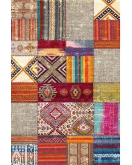 Odar Patchwork Vintage Kadife Desenli Pamuk Taban Kaymaz Yıkanabilen Antibakteriyel Yolluk