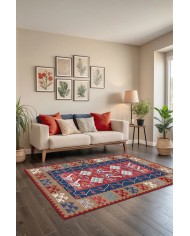 Petra Modern Kadife Desenli Pamuk Tabanlı Yıkanabilen Kaydırmaz Antibakteriyel Salon Halısı