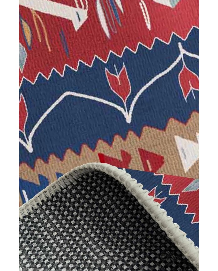 Petra Modern Kadife Desenli Pamuk Tabanlı Yıkanabilen Kaydırmaz Antibakteriyel Salon Halısı