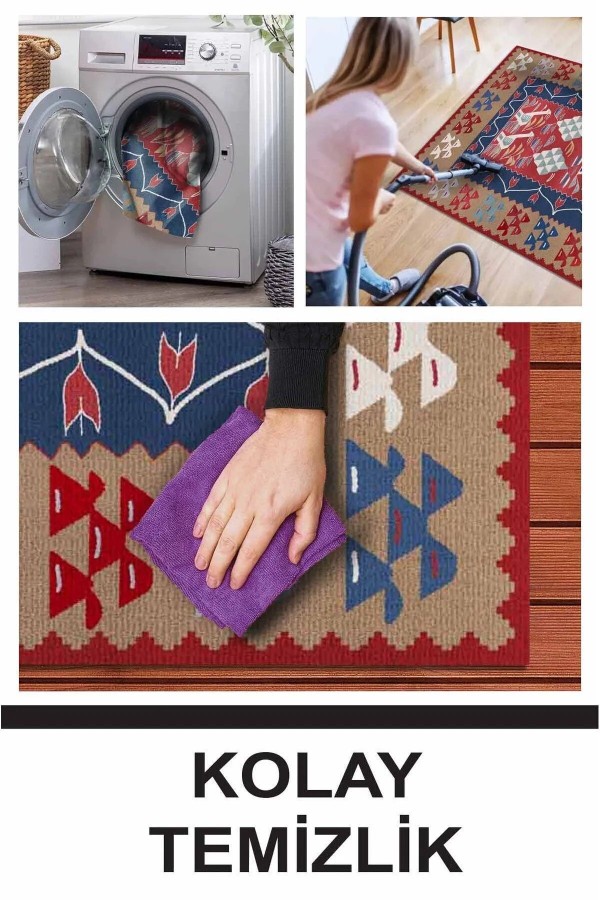 Petra Modern Kadife Desenli Pamuk Tabanlı Yıkanabilen Kaydırmaz Antibakteriyel Salon Halısı