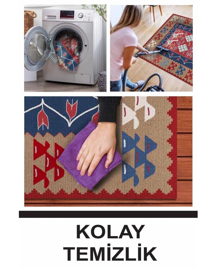 Petra Modern Kadife Desenli Pamuk Tabanlı Yıkanabilen Kaydırmaz Antibakteriyel Salon Halısı