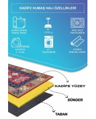 Petra Modern Kadife Desenli Pamuk Tabanlı Yıkanabilen Kaydırmaz Antibakteriyel Salon Halısı