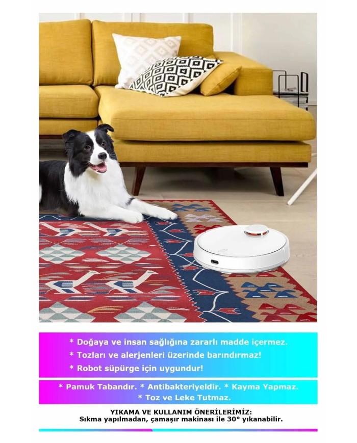 Petra Modern Kadife Desenli Pamuk Tabanlı Yıkanabilen Kaydırmaz Antibakteriyel Salon Halısı