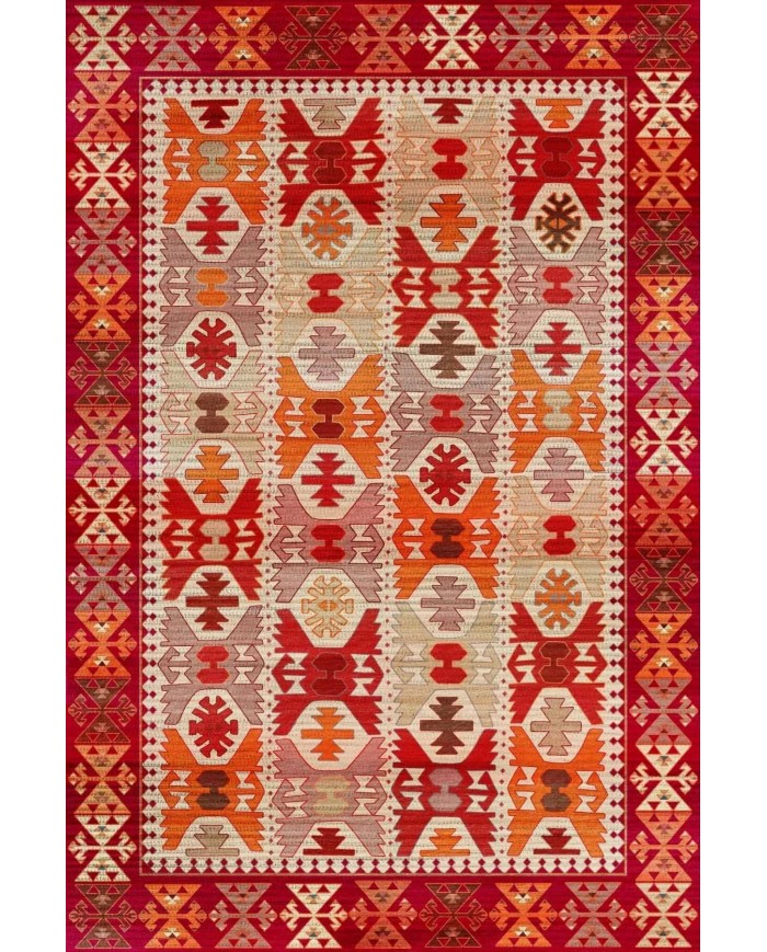 Kora Modern Kadife Desenli Pamuk Tabanlı Yıkanabilen Kaydırmaz Antibakteriyel Salon Halısı