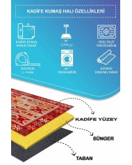 Kora Modern Kadife Desenli Pamuk Tabanlı Yıkanabilen Kaydırmaz Antibakteriyel Salon Halısı