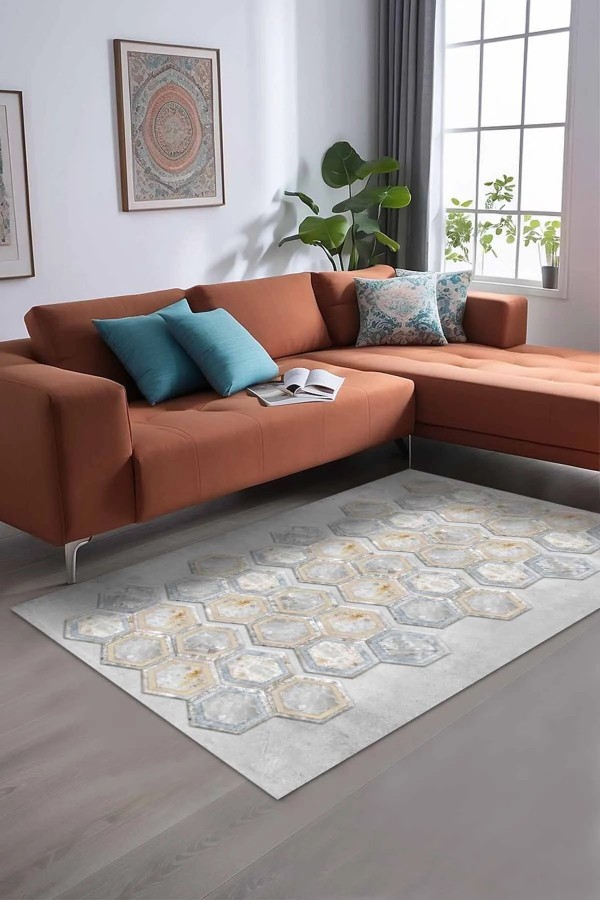 Casca Geometrik Desenli Kadife Pamuk Taban Kaymaz Yıkanabilen Antibakteriyel Yolluk Casca Geometrik Desenli Kadife Pamuk Taban Kaymaz Yıkanabilen Antibakteriyel Yolluk