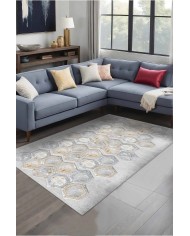 Casca Geometrik Desenli Kadife Pamuk Taban Kaymaz Yıkanabilen Antibakteriyel Yolluk