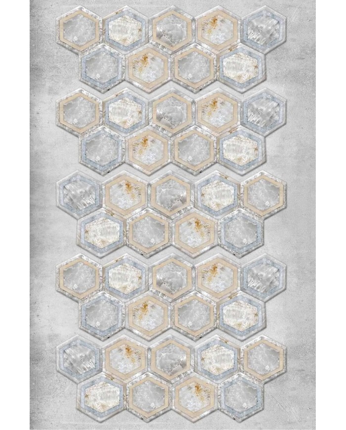 Casca Geometrik Desenli Kadife Pamuk Taban Kaymaz Yıkanabilen Antibakteriyel Yolluk