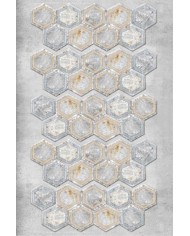 Casca Geometrik Desenli Kadife Pamuk Taban Kaymaz Yıkanabilen Antibakteriyel Yolluk