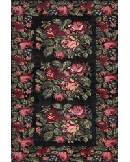 Camila Karabağ Kadife Çiçek Desenli Pamuk Taban Kaymaz Yıkanabilen Antibakteriyel Yolluk