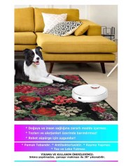 Monsa Karabağ Kadife Çiçek Desenli Pamuk Taban Kaymaz Yıkanabilen Antibakteriyel Yolluk