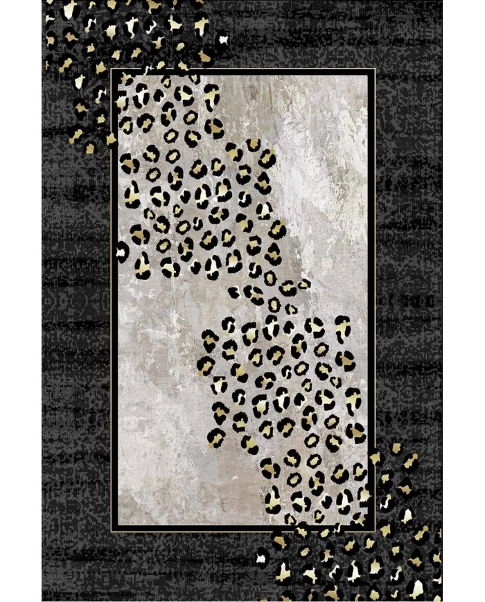 Mondego Modern Kadife Leopar Pamuk Taban Kaymaz Yıkanabilen Antibakteriyel Yolluk