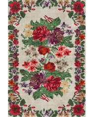 İdos Modern Kadife Karabağ Vintage Desenli Pamuk Taban Kaymaz Yıkanabilen Antibakteriyel Yolluk