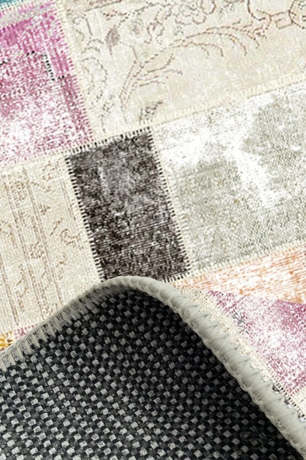 Lupin Modern Kadife Patchwork Desenli Pamuk Tabanlı Yıkanabilen Kaydırmaz Antibakteriyel Salon Halısı Lupin Modern Kadife Patchwork Desenli Pamuk Tabanlı Yıkanabilen Kaydırmaz Antibakteriyel Salon Halısı