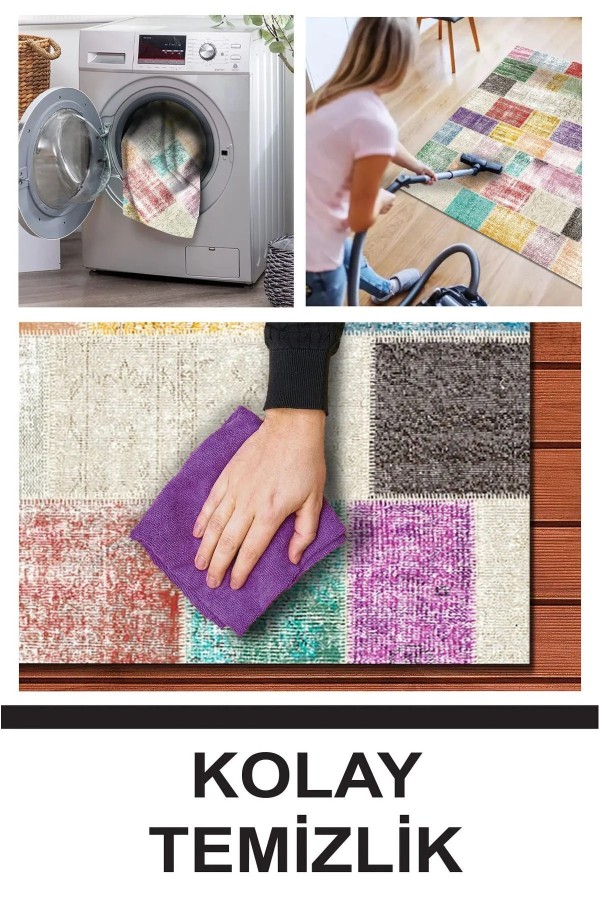 Lupin Modern Kadife Patchwork Desenli Pamuk Tabanlı Yıkanabilen Kaydırmaz Antibakteriyel Salon Halısı Lupin Modern Kadife Patchwork Desenli Pamuk Tabanlı Yıkanabilen Kaydırmaz Antibakteriyel Salon Halısı