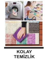 Lupin Modern Kadife Patchwork Desenli Pamuk Tabanlı Yıkanabilen Kaydırmaz Antibakteriyel Salon Halısı