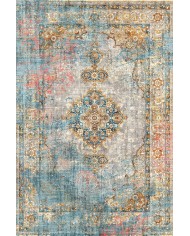 Tunish Modern Kadife Desenli Pamuk Tabanlı Yıkanabilen Kaydırmaz Antibakteriyel Salon Halısı