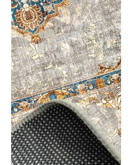 Tunish Modern Kadife Desenli Pamuk Tabanlı Yıkanabilen Kaydırmaz Antibakteriyel Salon Halısı