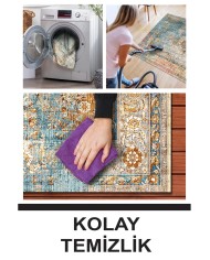 Tunish Modern Kadife Desenli Pamuk Tabanlı Yıkanabilen Kaydırmaz Antibakteriyel Salon Halısı