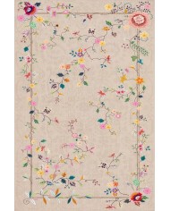 Florina Modern Kadife Desenli Pamuk Tabanlı Yıkanabilen Kaydırmaz Antibakteriyel Salon Halısı