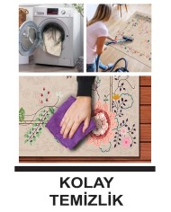 Florina Modern Kadife Desenli Pamuk Tabanlı Yıkanabilen Kaydırmaz Antibakteriyel Salon Halısı