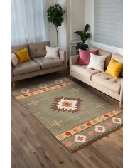 Diaz Modern Kadife Desenli Pamuk Tabanlı Yıkanabilen Kaydırmaz Antibakteriyel Salon Halısı