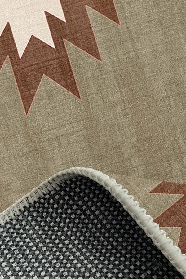 Diaz Modern Kadife Desenli Pamuk Tabanlı Yıkanabilen Kaydırmaz Antibakteriyel Salon Halısı