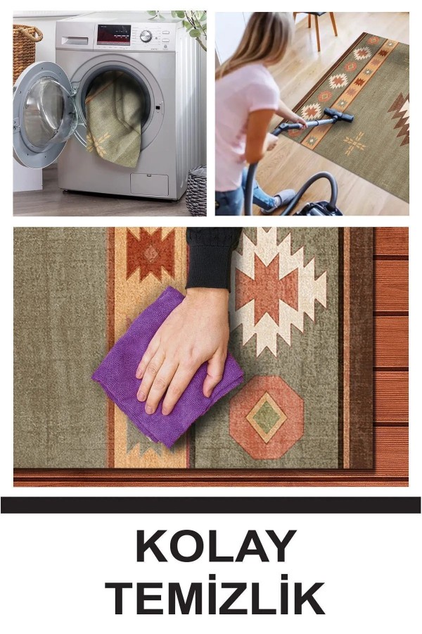 Diaz Modern Kadife Desenli Pamuk Tabanlı Yıkanabilen Kaydırmaz Antibakteriyel Salon Halısı