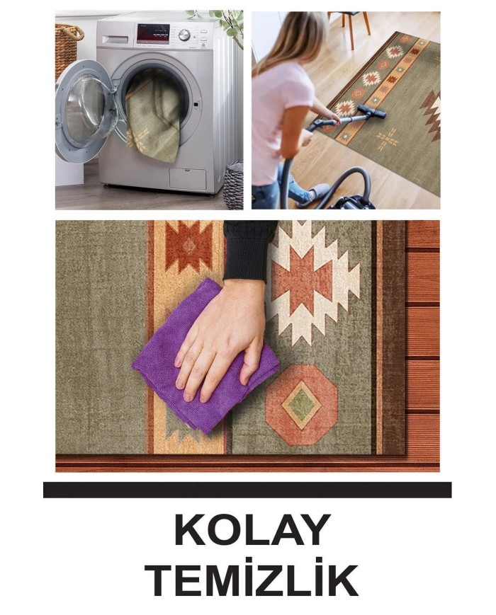 Diaz Modern Kadife Desenli Pamuk Tabanlı Yıkanabilen Kaydırmaz Antibakteriyel Salon Halısı