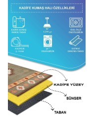 Diaz Modern Kadife Desenli Pamuk Tabanlı Yıkanabilen Kaydırmaz Antibakteriyel Salon Halısı