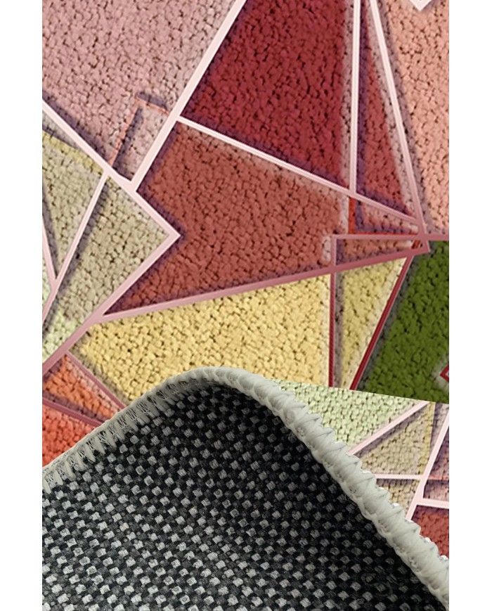 Brave Modern Kadife Desenli Pamuk Tabanlı Yıkanabilen Kaydırmaz Antibakteriyel Salon Halısı