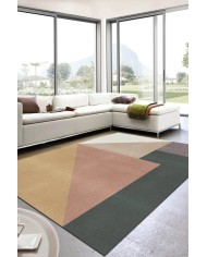 Fobcolors Modern Kadife Desenli Pamuk Tabanlı Yıkanabilen Kaydırmaz Antibakteriyel Salon Halısı