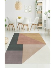 Fobcolors Modern Kadife Desenli Pamuk Tabanlı Yıkanabilen Kaydırmaz Antibakteriyel Salon Halısı