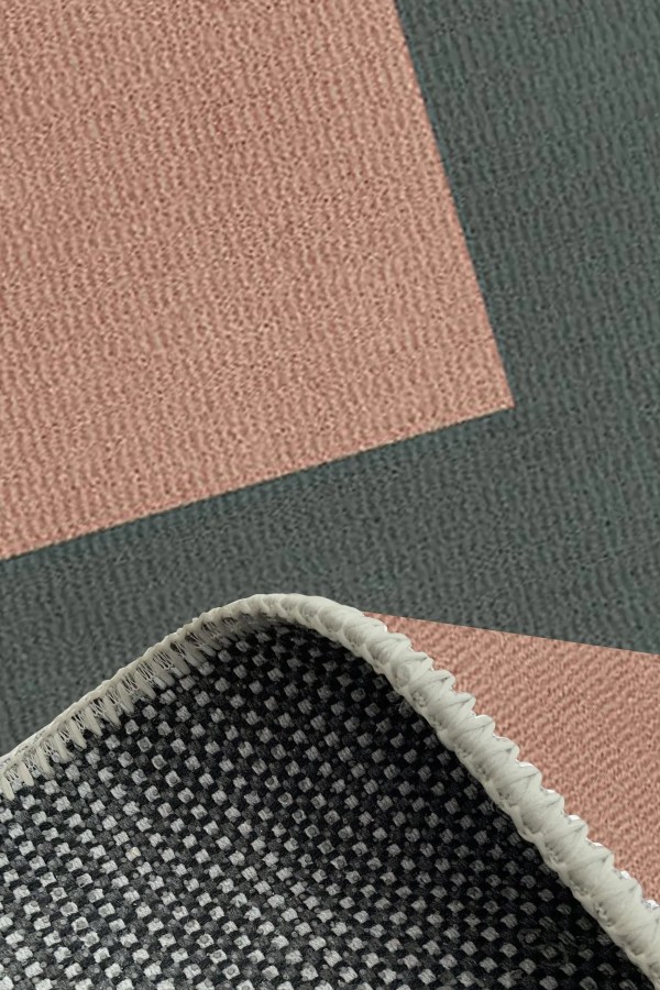 Fobcolors Modern Kadife Desenli Pamuk Tabanlı Yıkanabilen Kaydırmaz Antibakteriyel Salon Halısı