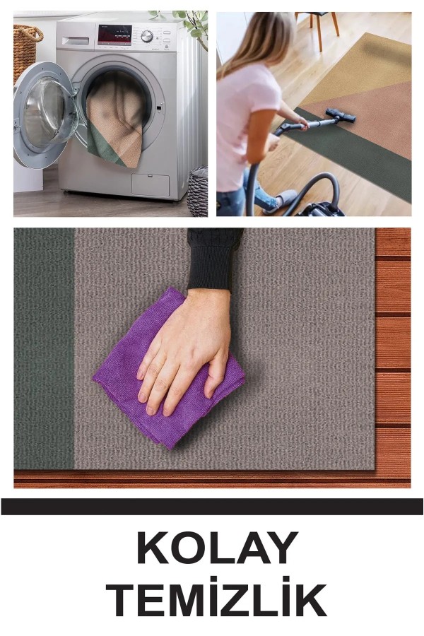 Fobcolors Modern Kadife Desenli Pamuk Tabanlı Yıkanabilen Kaydırmaz Antibakteriyel Salon Halısı