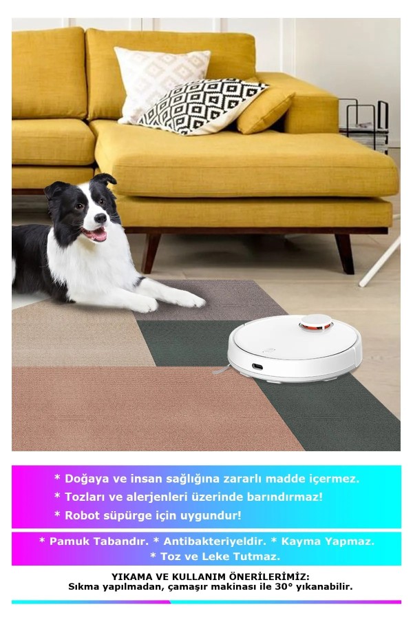 Fobcolors Modern Kadife Desenli Pamuk Tabanlı Yıkanabilen Kaydırmaz Antibakteriyel Salon Halısı