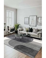 Sare Modern Kadife Desenli Pamuk Tabanlı Yıkanabilen Kaydırmaz Antibakteriyel Salon Halısı