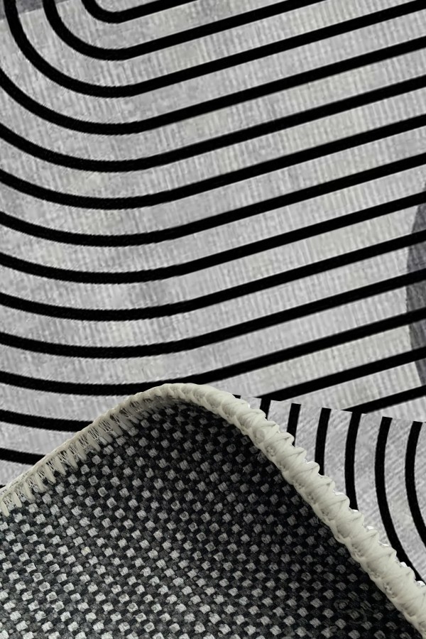 Sare Modern Kadife Desenli Pamuk Tabanlı Yıkanabilen Kaydırmaz Antibakteriyel Salon Halısı