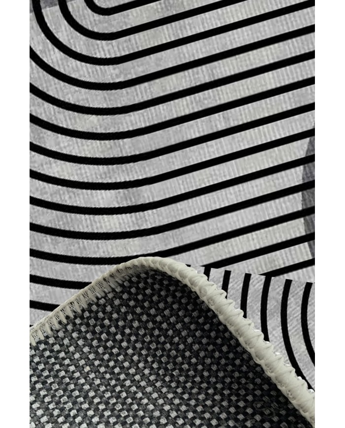 Sare Modern Kadife Desenli Pamuk Tabanlı Yıkanabilen Kaydırmaz Antibakteriyel Salon Halısı